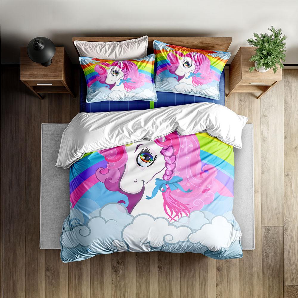 Neon Clouds Duvet Cover Set King Queen Double Full Twin Single Size Bed Linen Set