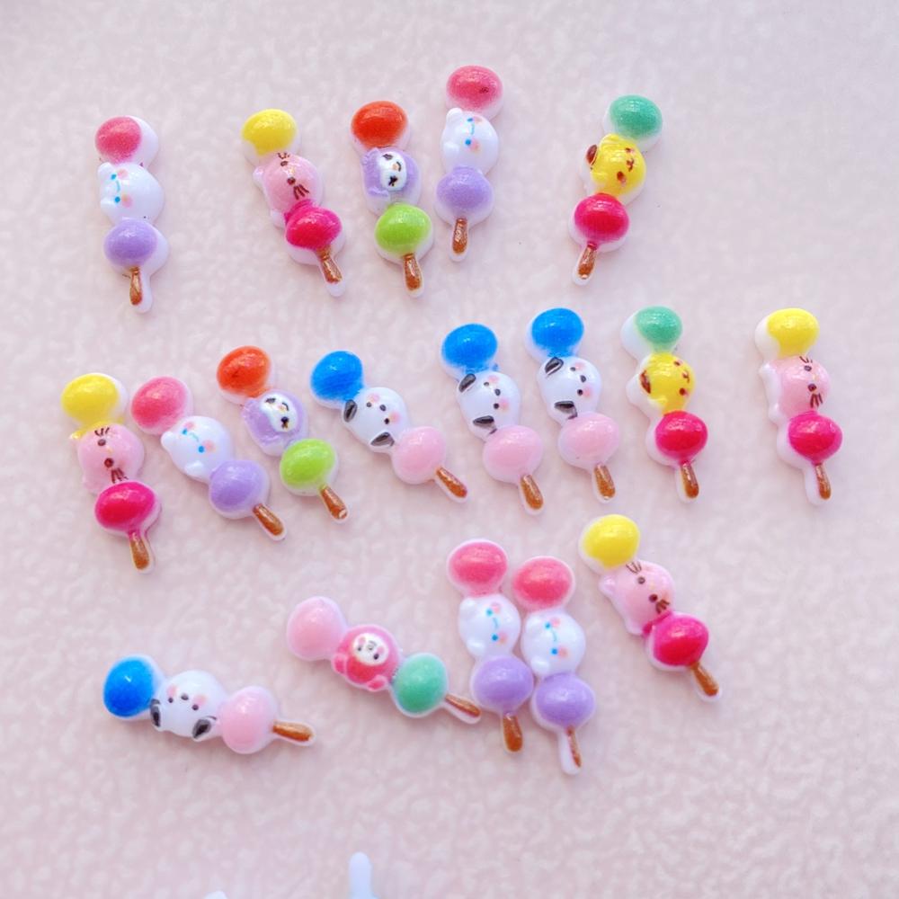 50Pcs New Cute Resin Cartoon Colorful Lollipop Flat Back  Ornament Jewelry Making Manicure Hairwear Accessories