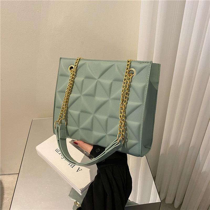 Niche Fashion Checkered Chain Women's Bag French Casual Shoulder Crossbody Bag ins Style Simple Underarm Bag PU Material