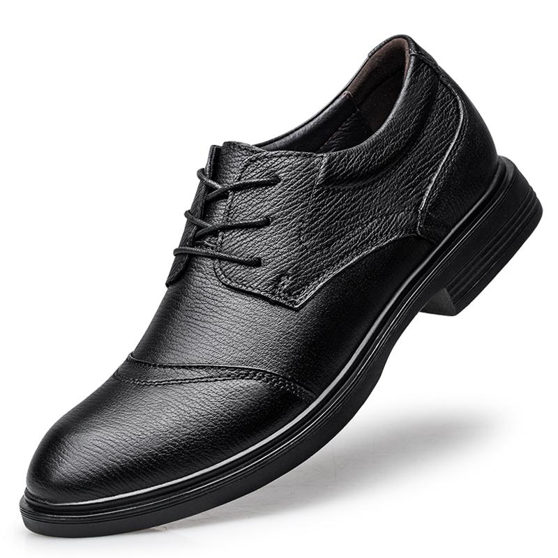 Men Top Layer Business Leather Shoes Brand Breathable Dress Casual Shoes Shock-Absorbing Footwear Plush and Warm Leather Shoes