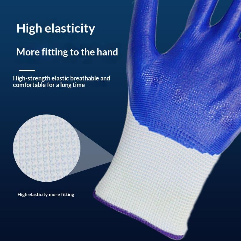 1 Pairs Nitrile Coated Work Gloves Non-Slip Knit Safety Protective Gloves Industrial Labor Building Construction Work Gloves