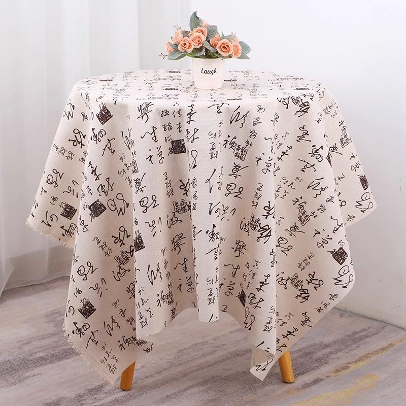 150x50cm Calligraphy Cotton Linen Chinese Style Printed Fabric For Tablecloth Pillow Sofa Fabric Handmade DIY Fabric TJ20785