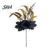 Black Maple Leaf Decor Halloween Flowers Bouquet Decorations, Artificial with Pumpkin Rose Eucalyptus Dried Leaves Flower Stems Floral Stems,