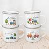 Emaille-Tasse personalisiert mit Namen Traktor Traktor Bauernhoftiere Kinderbecher Babygeschenk Kinder Campingbecher Nikolausgeschenk