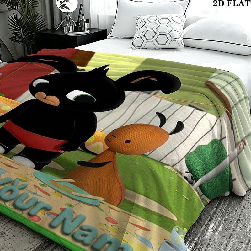 1PC Bing Custom Name Patterned Flannel Blanket Suitable For All Seasons for Home Decor Warmth and Comfort Gifts Holiday Present