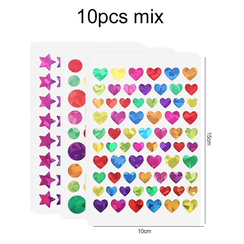 10~50sheets Scrapbook Stickers with Stars Hearts Circles Dazzling Colors for DIY Crafts Journaling Memory Book Decoration TMZ