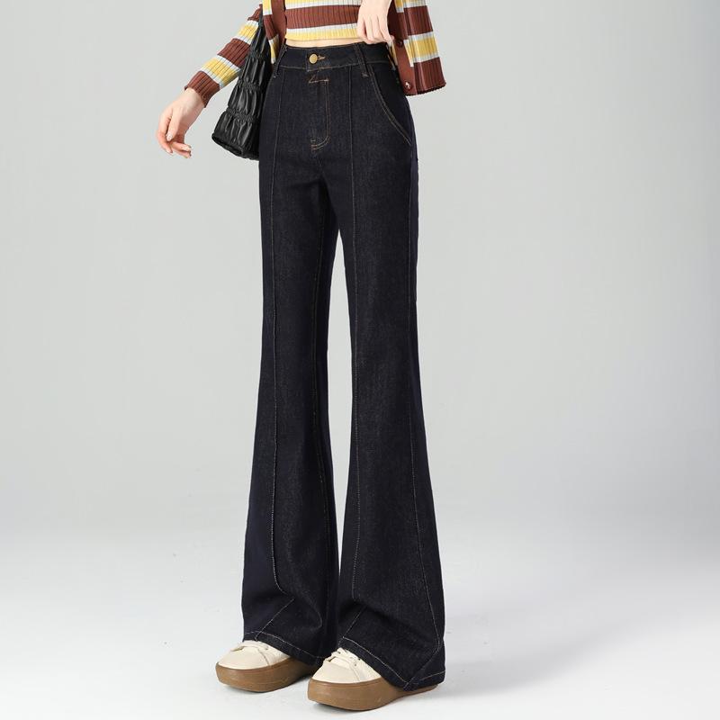 

Women s High-Waisted Slimming Micro-Flared Jeans in Denim Blue - 2025 Autumn Collection Medium джинсовий синього кольору