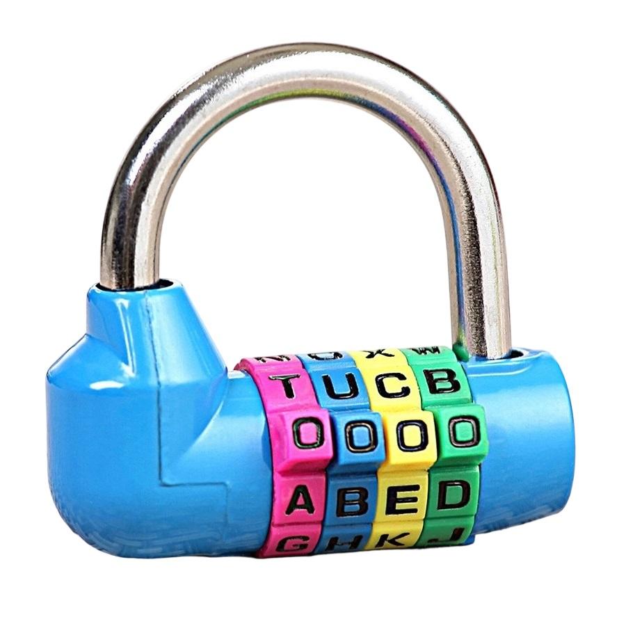 Solid Metal U Padlock Combination Lock 4 Letter Code Compact 60x61x27mm for Luggage Drawer Gym Changing Room Secret Room