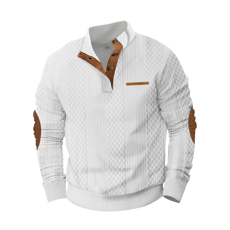 

Autumn and Winter New Men s Outdoor Jacket Jacquard Plaid Casual Collar Long-sleeved Sweater Men s Tops S
