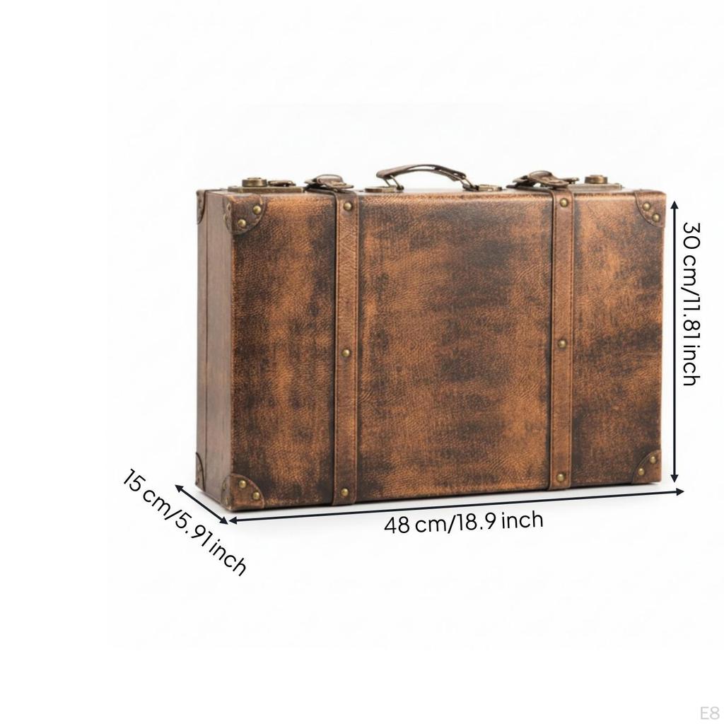 Vintage Trunk-Shaped Storage Box Leather-Like Finish Suitcase-Style