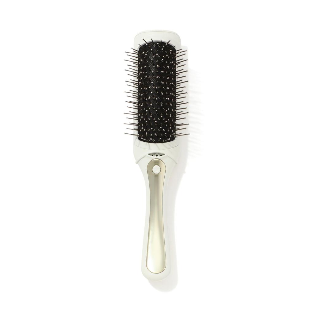 Francfranc Salon Vibrating Ion Hairbrush, White, Negative Ions, Battery-Operated, Electric Brush, Scalp Care, Gift