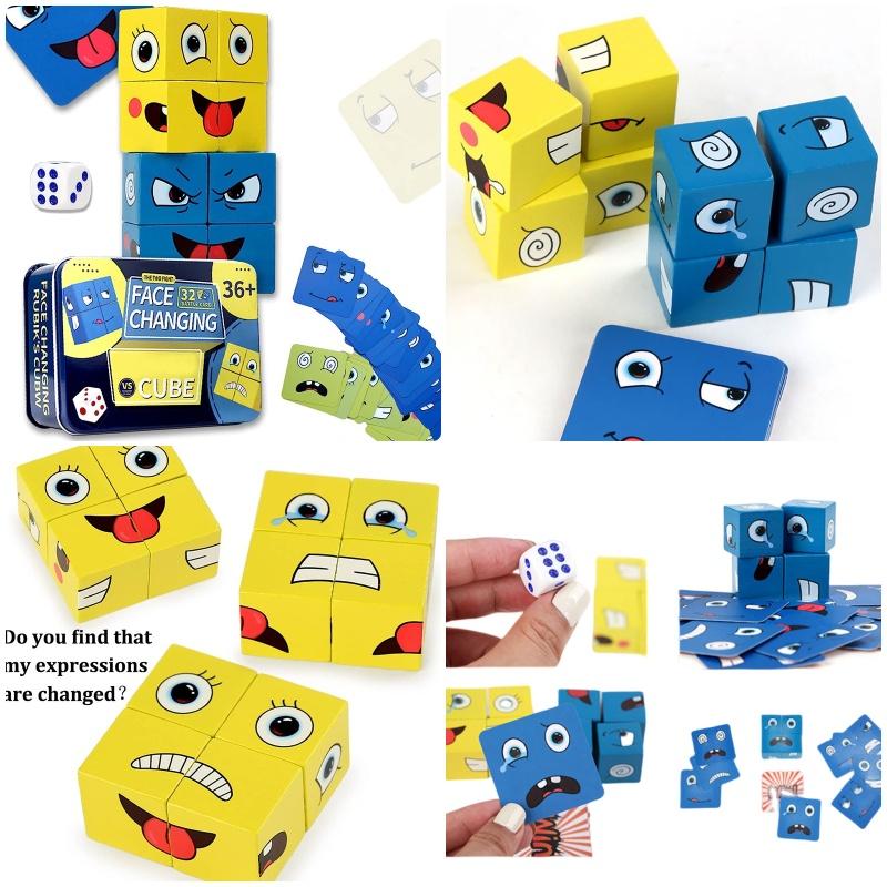 Children's Transforming Face Magic Cube Building Blocks Logic Thinking Training Large Particles Early Education Puzzle Toy