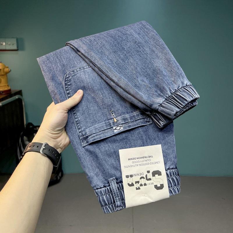 

New Spring and Summer Style Men s Jeans Elastic Waist Embroidered Handsome Men s Jeans 28 синій