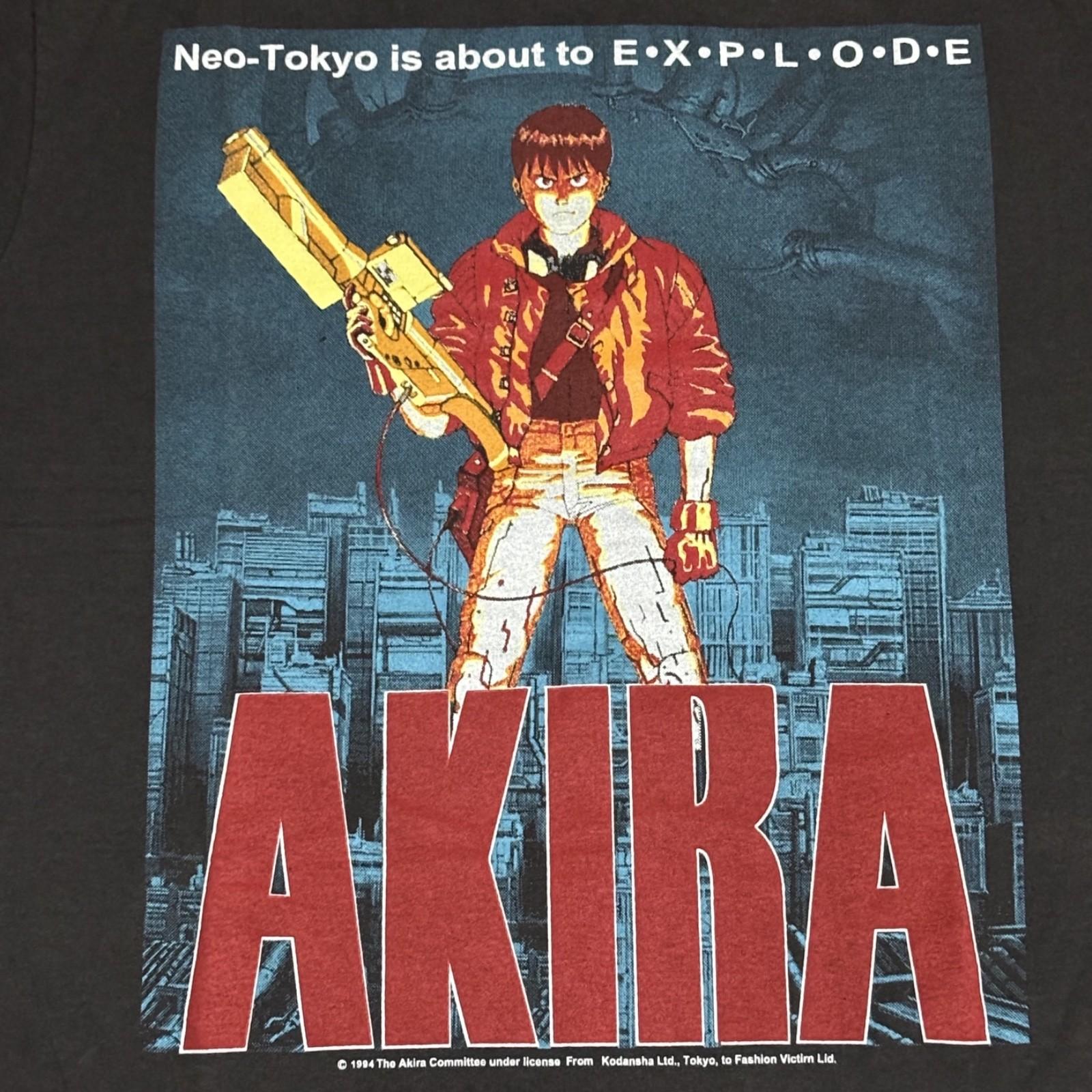 Винтажная футболка AKIRA 1988 Аниме 80-х Мультфильм РЕДКАЯ Черная Одинарный шов РЕПРИНТ S