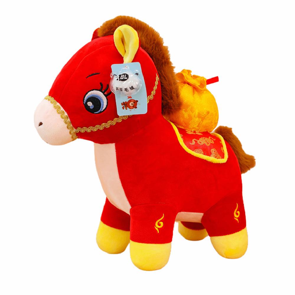 

Good Luck Horse Plush Doll Cute Zodiac Pony Figurine Stuffed Horse Toy Home Decoration 25cm красный