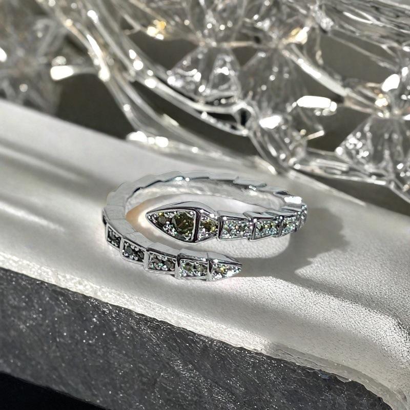 Olive Green Zircon Exquisite Colored Treasure Open Ring Women'S Light Luxury Full Diamond Bow High-End Ring