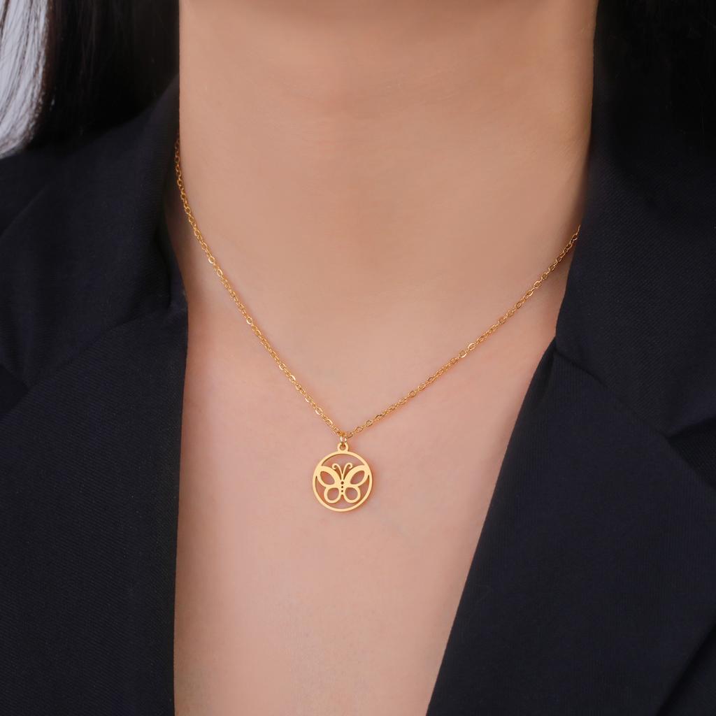 Butterfly Pendant Necklace for Women Stainless Steel Necklace Jewelry Clavicle Chain Ladies Wedding Gifts Accesorios Para Mujer