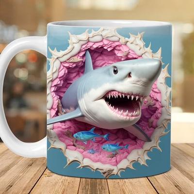 3D Weißer Hai Tigerhai Megalodon Ozean Keramik Kaffeetasse Teetasse Neuer Hai