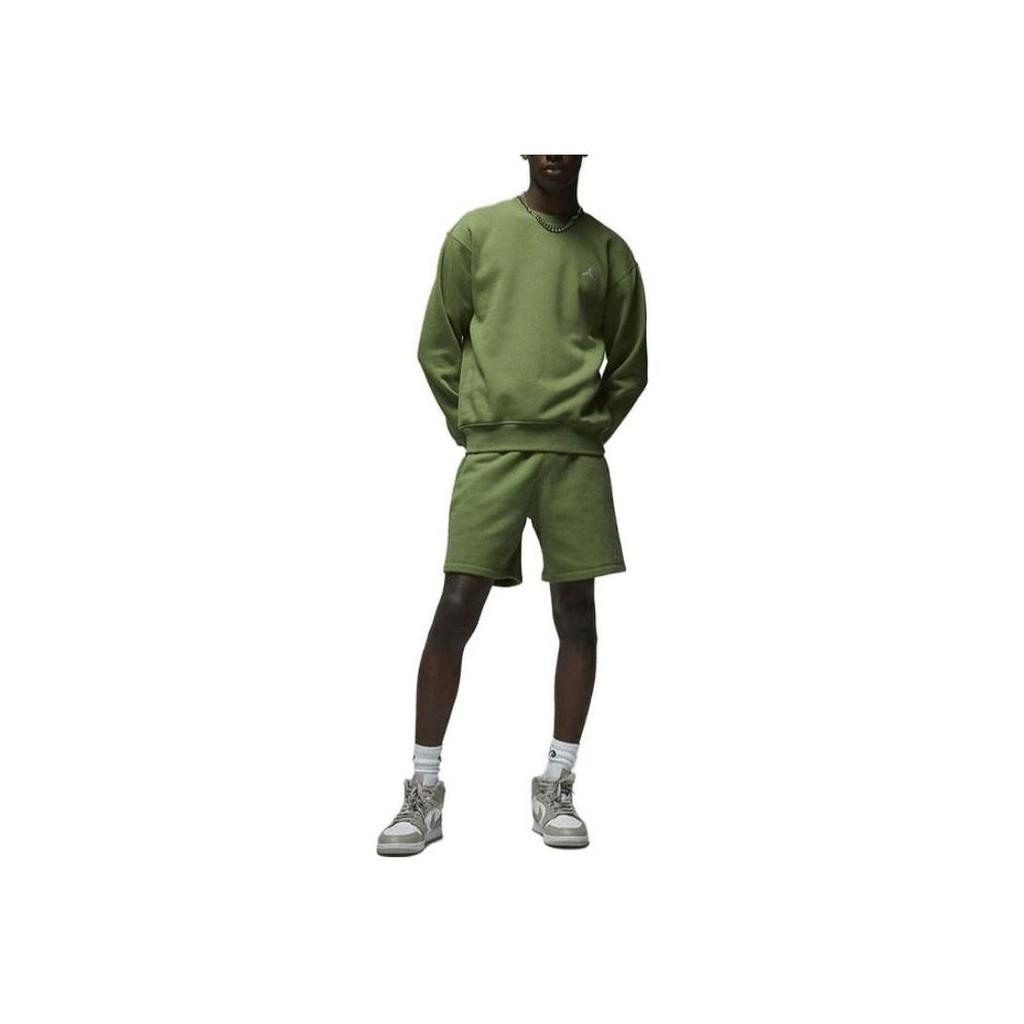 Jordan Men's Air Jordan Brooklyn Fleece Crew-Neck Sweatshirt Sky J Light Olive FJ7777-340
