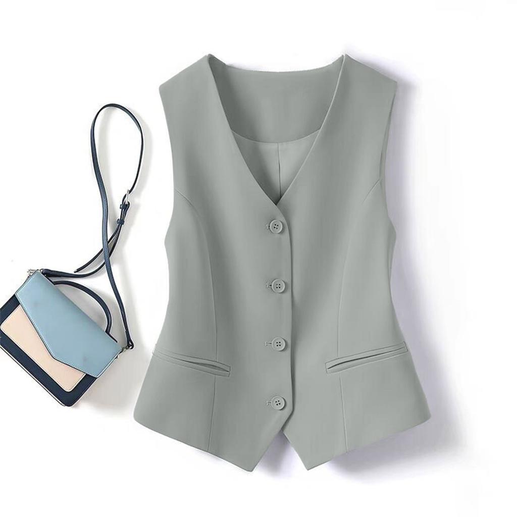 Suit Vest Small Vest Slim Women's Waistcoat Blue Short Vesten