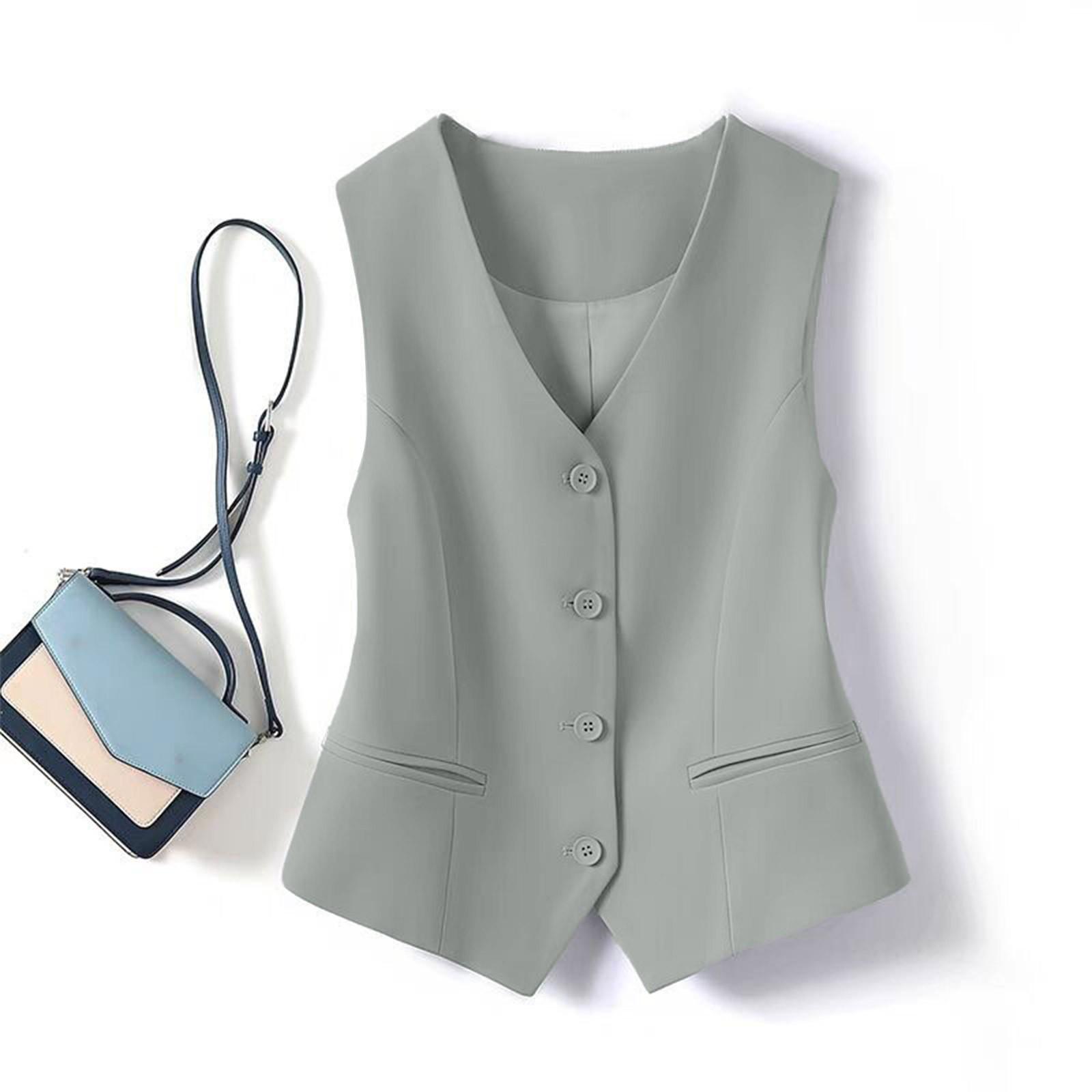 

Костюмный жилет Маленький жилет Приталенный Женский жилет Синий Короткий жилет XXXL