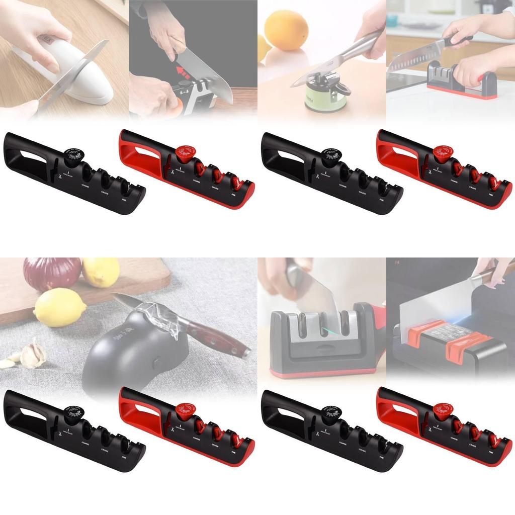 Professional 4in1 Knife Sharpener With Tungsten Steel And Ceramic Stones For Home Kitchen Use