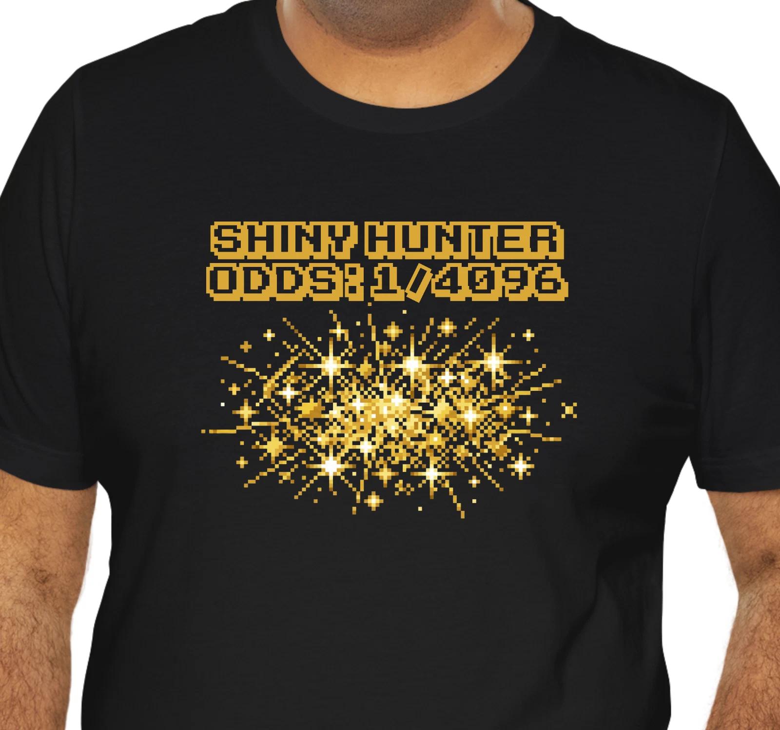 

Shiny Hunter T-Shirt Retro 8-Bit Pixel Art Odds 1/4096 Gold TCG RPG Gamer Gift M