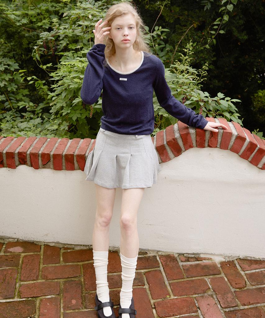 LETTER FROM MOON U-Neck Two-Way Knit (Navy)