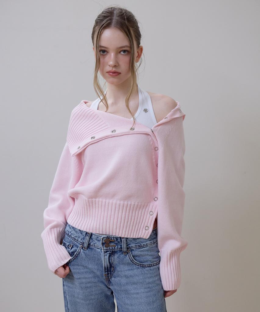 Rosefranz Fold Off Shoulder Knit [Pink]