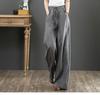 Sixteen Colors Multi-color High Waist Wide-Leg Linen Cotton Korean Style Women's Pants, Spring/Summer, Plus Size, Floor-Length, Straight Leg.