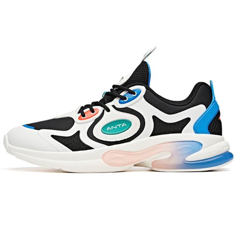 

new Anta Cushioned Slip-Resistant Low-Top Running Shoes Men s Black White Blue 42