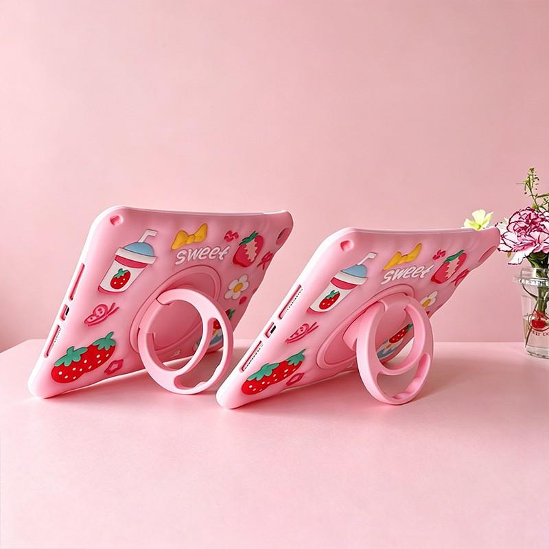 Soft Silicone IPad Case Air 3 4 5 6 Pro 11 9.7 10.2 Inch With 360 Rotating Stand Cartoon Cute Design