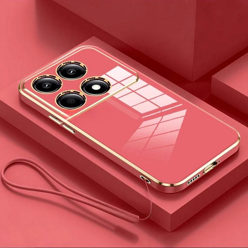 

Розкішний модний чохол з гальванічним покриттям для Xiaomi 15 Ultra 14 Pro 13 12 T Poco X7 Pro X6 X5 F6 C65 C75 Силіконовий м який чохол зі шнурком-ручкою For POCO C75&Case & Strap