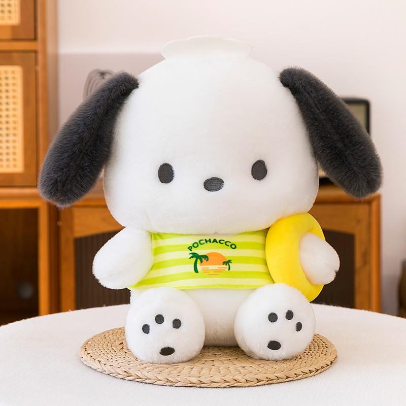 

Плюшевая игрушка Pochacco с плавательным кругом, мягкая набивная игрушка, подушка-собака для детей, подарок, включая специальных персонажей 30cm