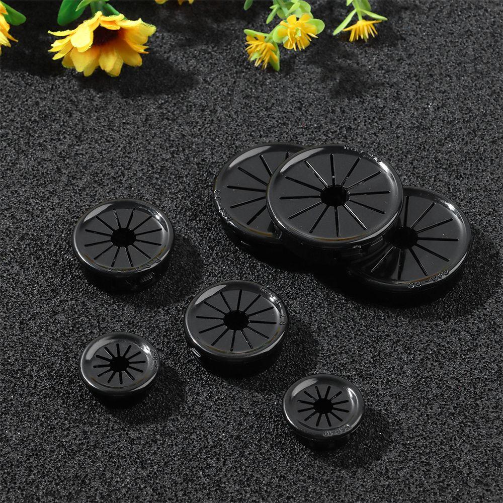 10Pcs Wire Hole Cover Desk Table Cable Grommet Black Nylon Plastic Petal Shape Computer Dust Plug 16/19//22/25/28/35/38mm