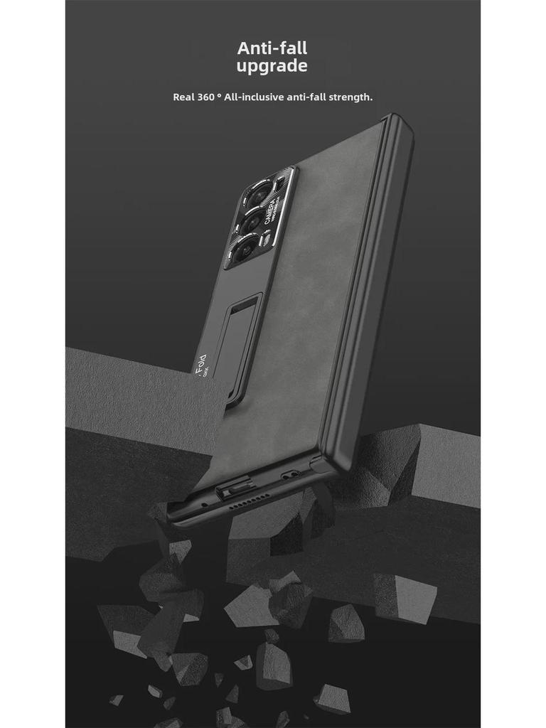 Honor Magic V2 Folding Screen Magnetic Leather Case with Hinge Protection - Anti-Fall, Full Shell, Fashion Design