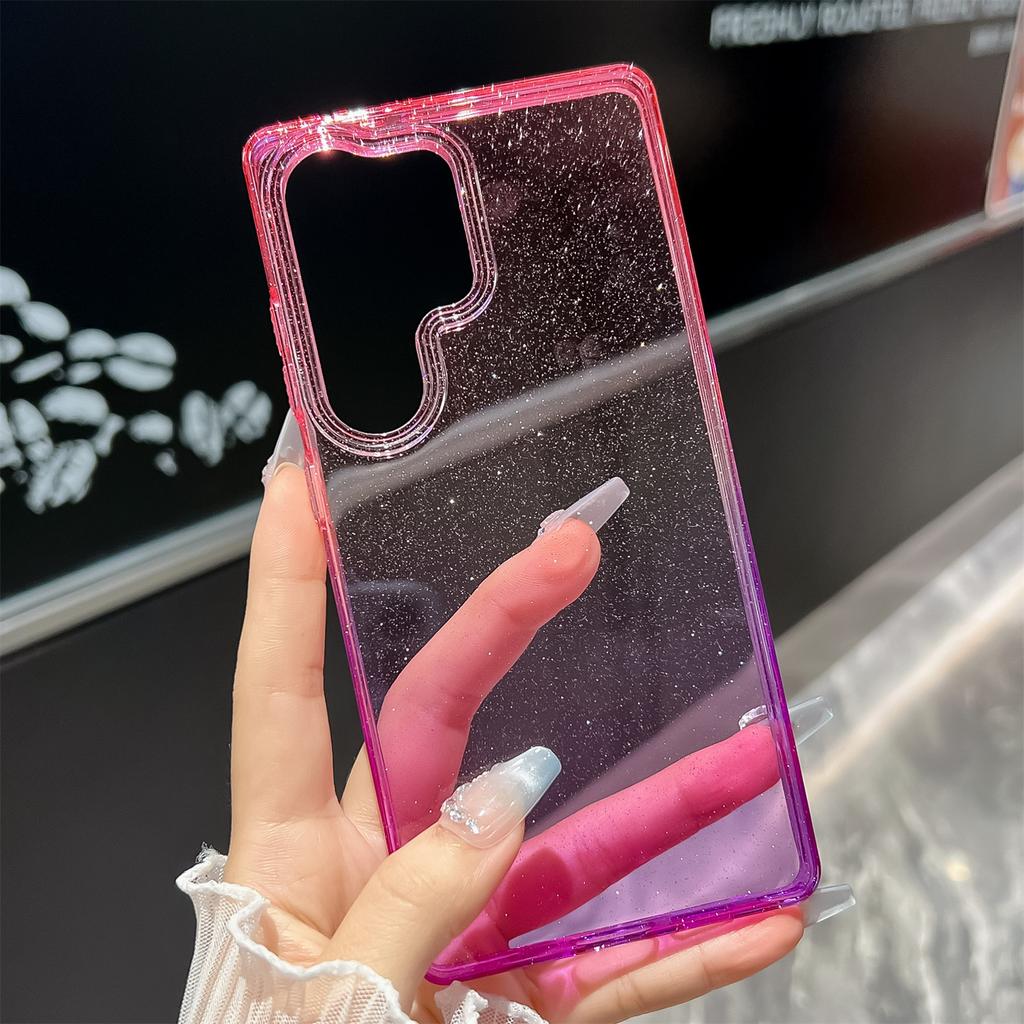 Für Samsung Galaxy S25 Ultra Hülle Transparent Glitzer Zweifarbig PC+TPU Handyhülle