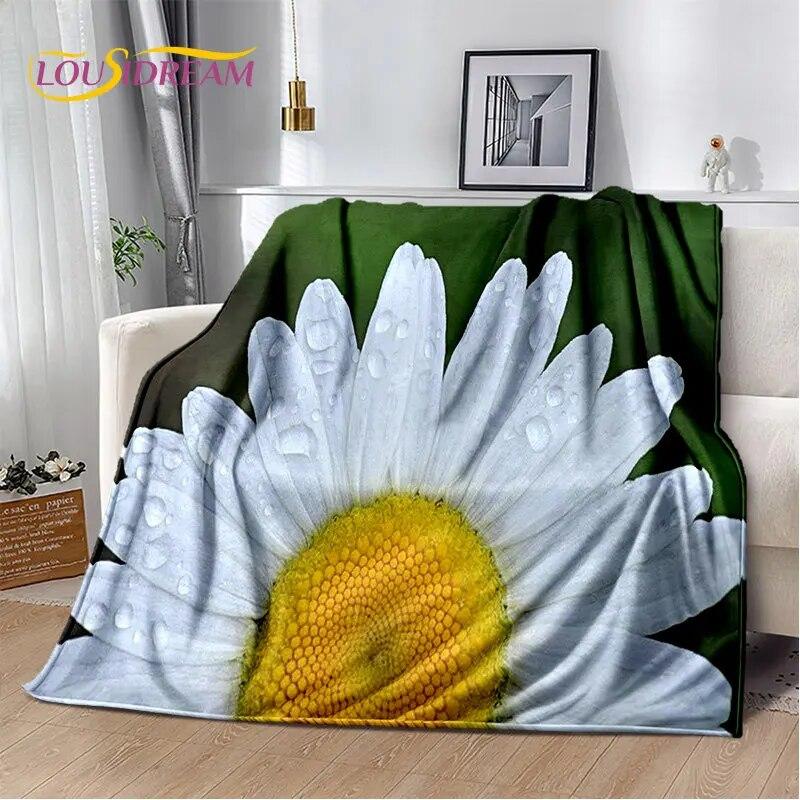 Nordic 3D Daisy Flower Soft Plush Blanket,Flannel Blanket Throw Blanket for Living Room Bedroom Bed Sofa Picnic Cover Bettdecke