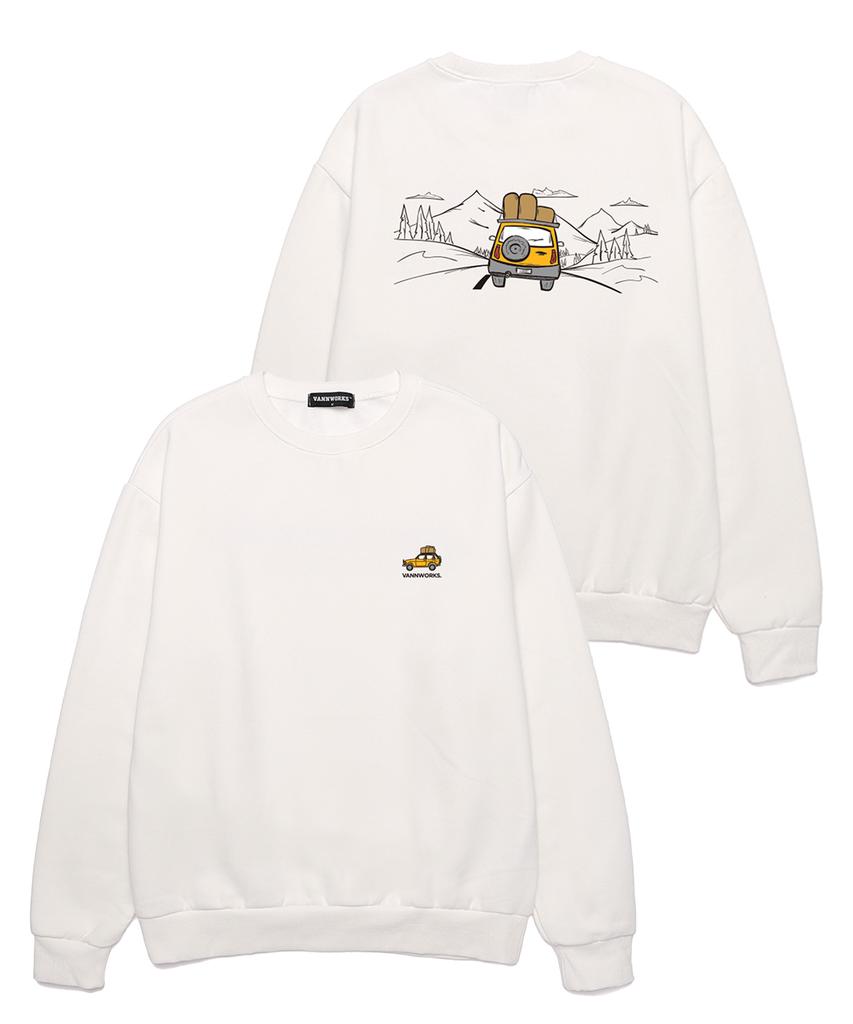 VANNWORKS Retro Camping Oversized Sweatshirt (Vls0015) White (Type A)