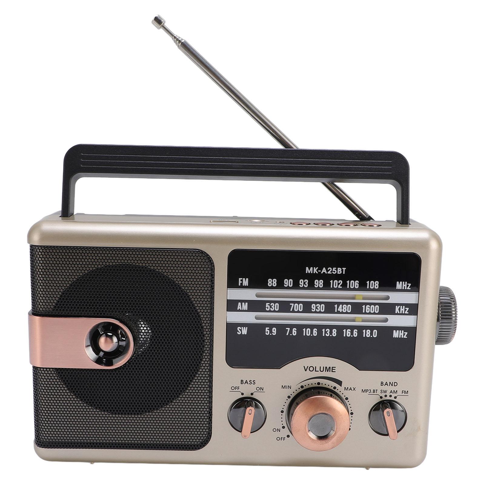 

AM FM SW портативный полнодиапазонный радиоприемник BT динамик карта памяти многофункциональный музыкальный плеер золото золотой
