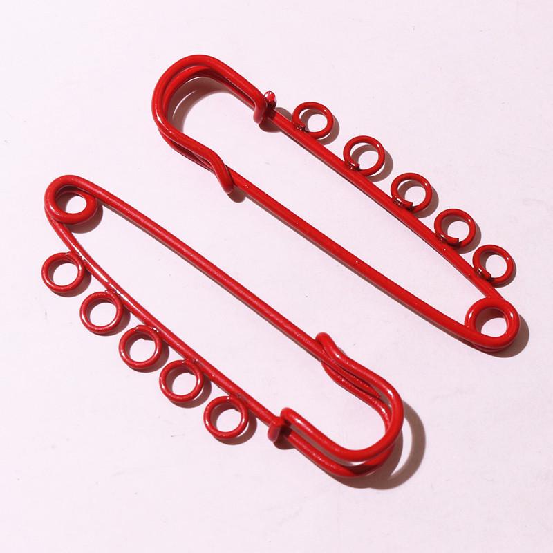 10pcs 50x16mm Safety Pins Brooch Metal Sewing Pins Clothes Pins with 3/5 Loops for Tags DIY Crafts Jewelry Making Findings