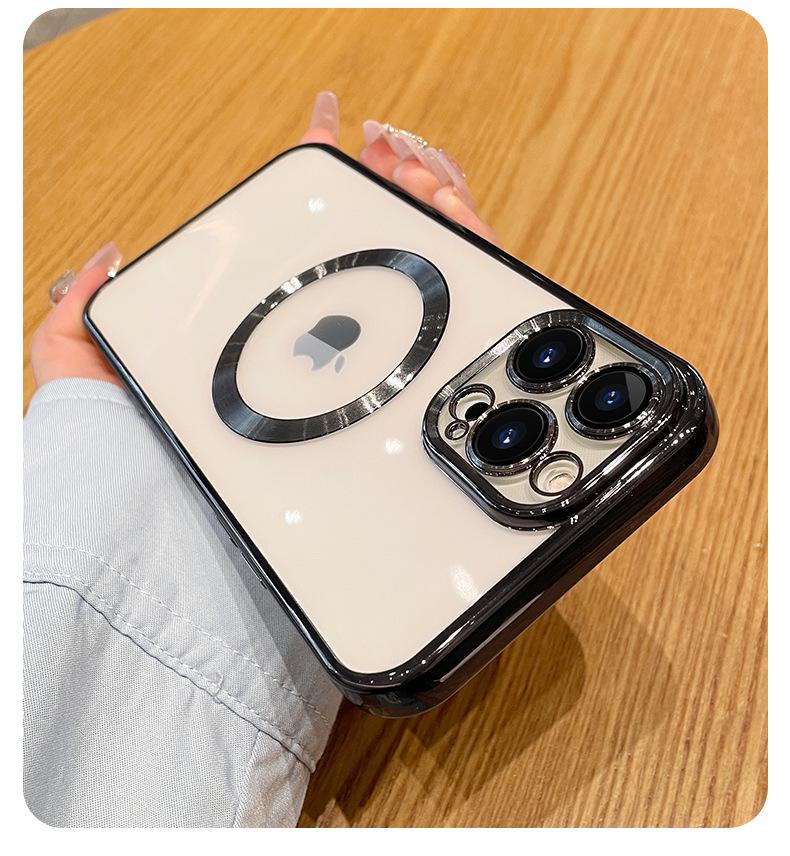 

iPhone 17 Electroplated Magnetic Case, Compatible with iPhone 14, 15, 16 ProMax - Soft Rubber Transparent Protective Cover XR