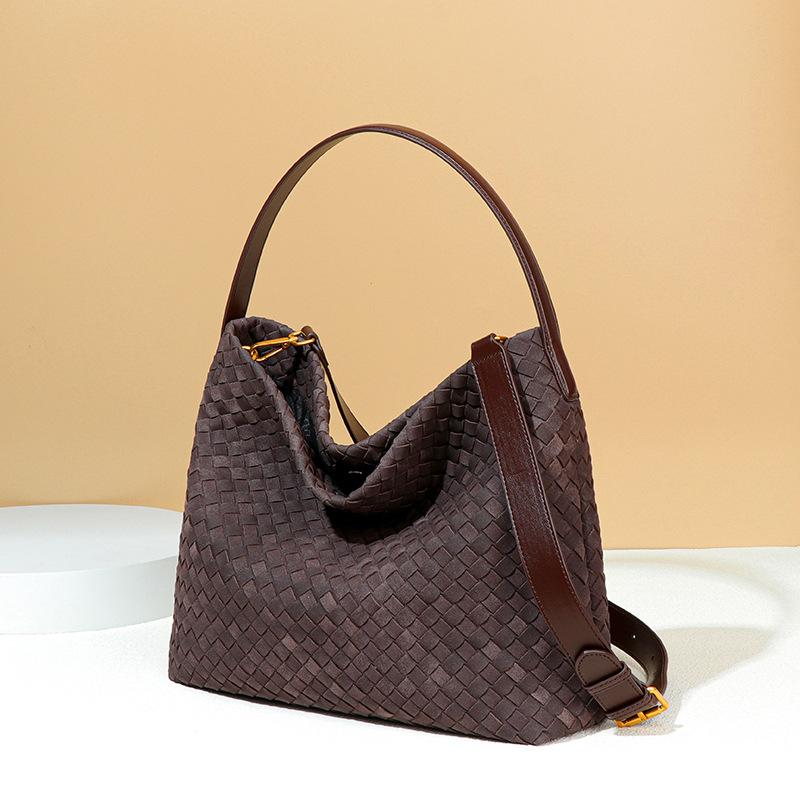 High End, Large Capacity Bag, Women's Woven Bag, One Shoulder Crossbody Bag, Underarm Bag, Bucket Bag, Frosted Suede Tote Bag