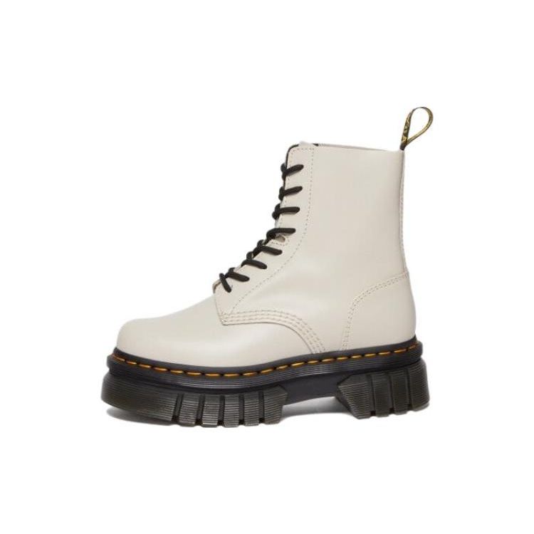 Dr. Martens Leather Solid Color Thick Sole Lace-Up Short Martin Boots Unisex Boots White 27149055