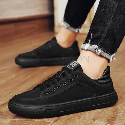 Chaussures Décontractées Baskets Chaussures en Toile Chaussures Décontractées Noir Pur Résistantes à l'Usure Semelle Épaisse Polyvalentes Respirantes Chaussures Décontractées de Travail