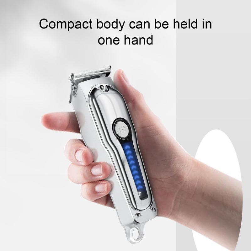 Silver Stainless Steel Hair Clipper For Profressional Barbers & Personal Self-Cutting Trims All Types Of Hair, Beard, Mustache