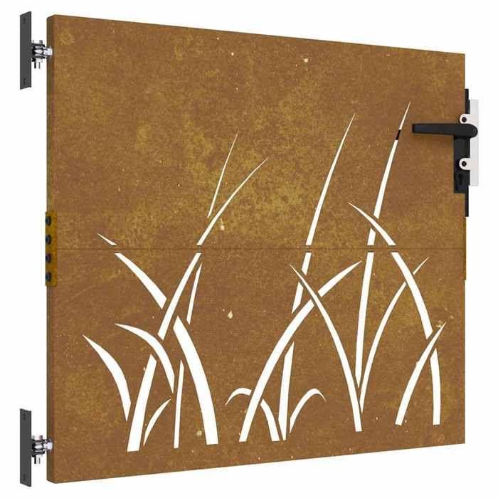 VidaXL Garden Gate 85x100 Cm Corten Steel Grass Design 153221