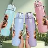 1PC Burning Flame Texture Abstract 750ml Color Plastic Sports Water Bottle Leakproof Flip Straw Lid Suitable for Sports Office Home Use