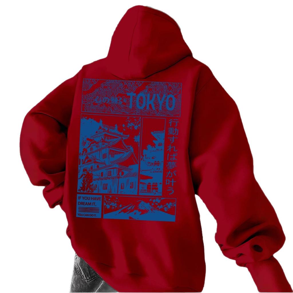 Men's Hooded Sweater TOKYO Comic Print Loose Pullover Hoodie Casual Men's Wear