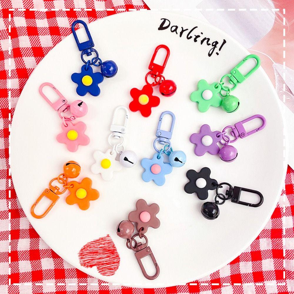 Epoxy Flower Keychain Colorful Car Keyring Fashion Flower Pendant Bag Accessories